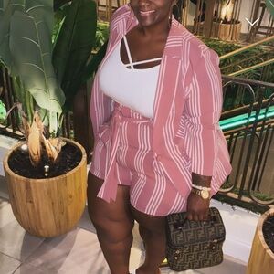 Torrid Pink Striped High Waist Shorts